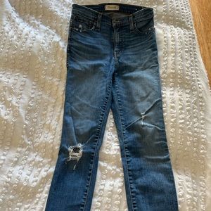 Womens Madewell Jeans size 25 10” High rise Skinny distressed